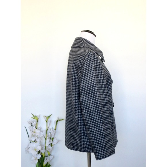 NEW! Lauren Ralph Lauren 100%  Wool Double Breasted Houndstooth Pea Coat Gray 8 - Picture 6 of 8
